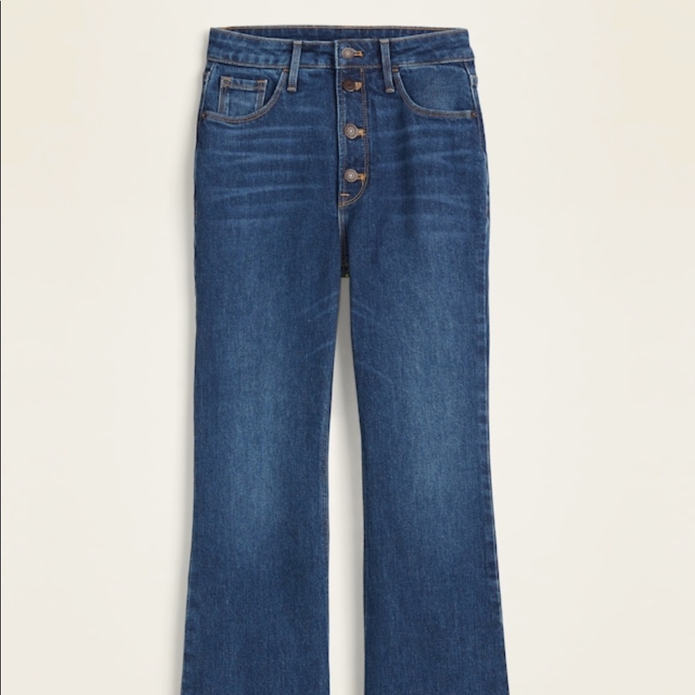 High wasted button fly bell bottoms